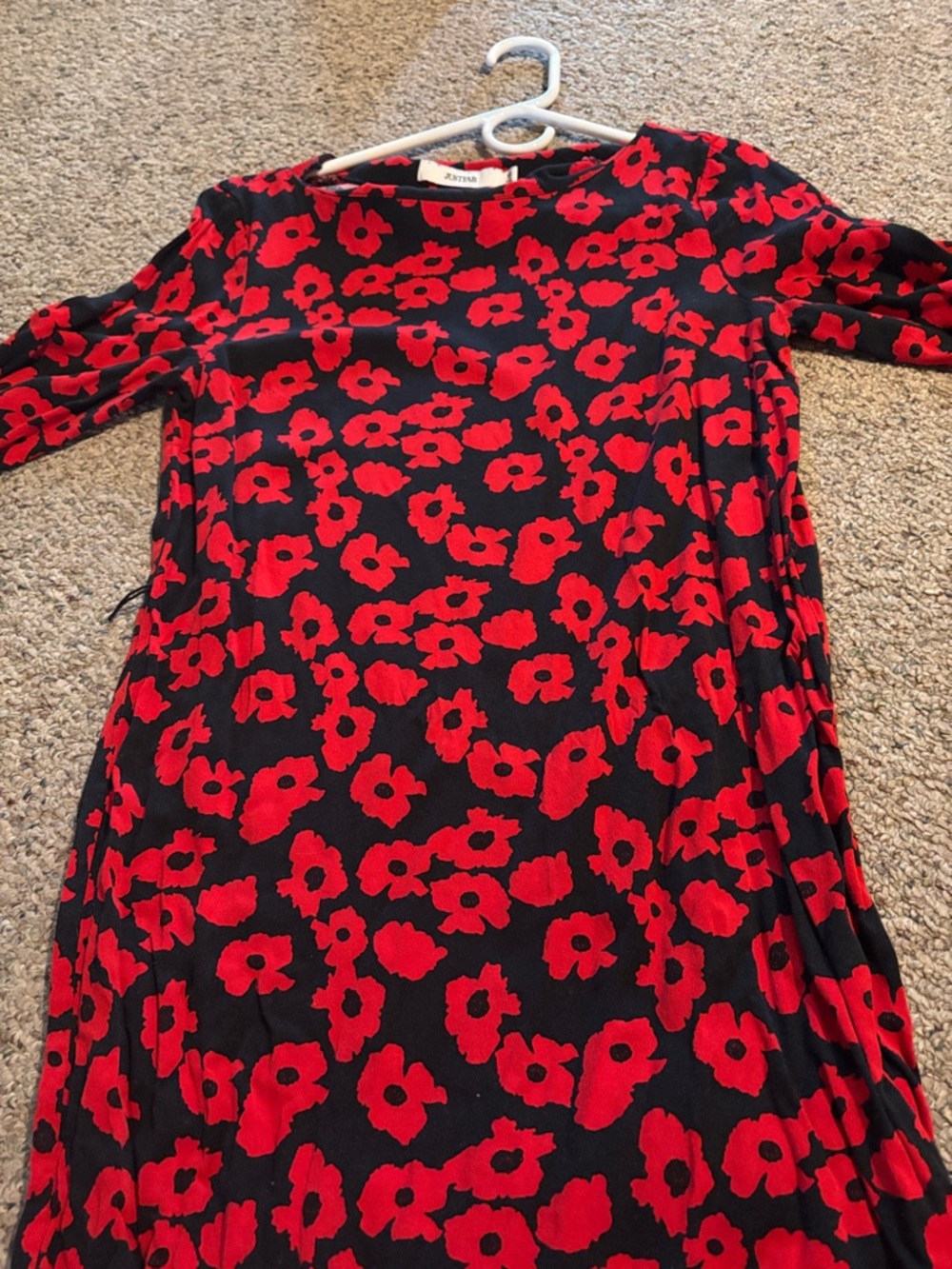 JustFab Black Dress with Red Floral Print